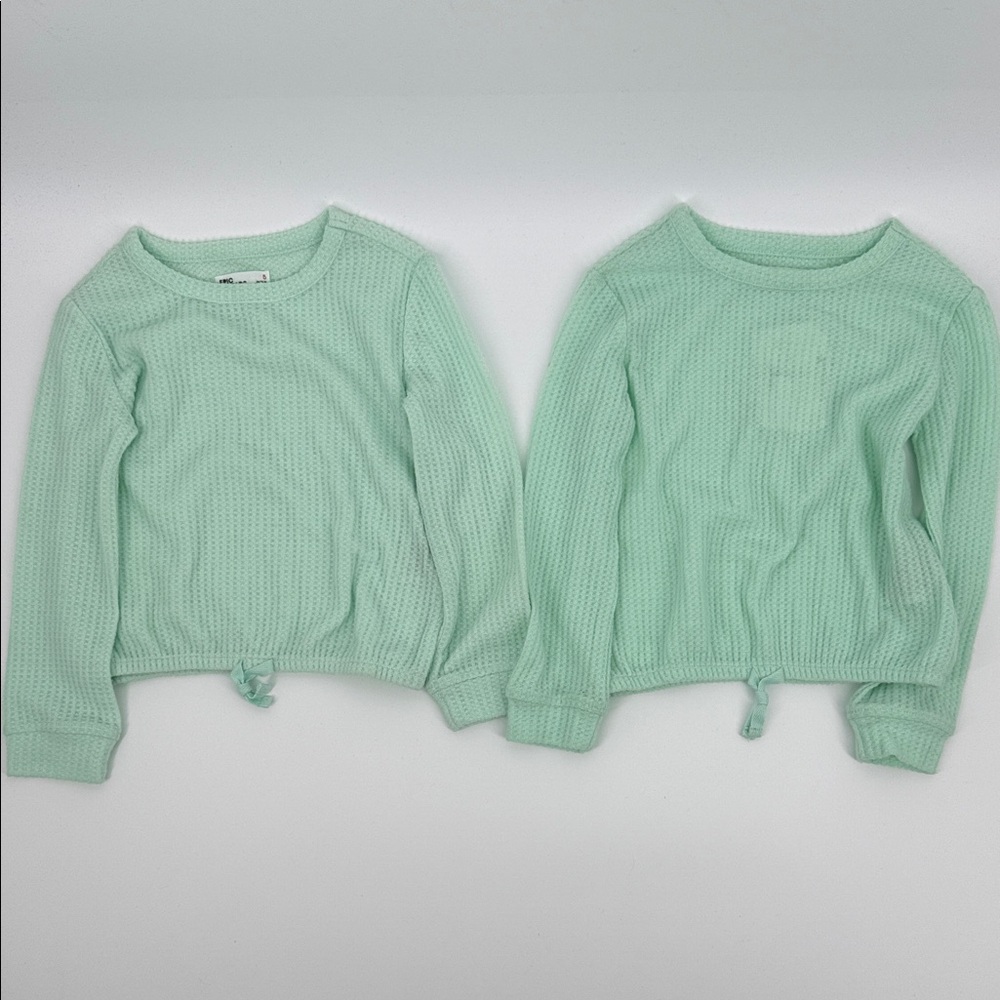 Epic Threads Mint Light Green Kids Waffle Knit Long Sleeve Tee Lot of 2 Girls 5